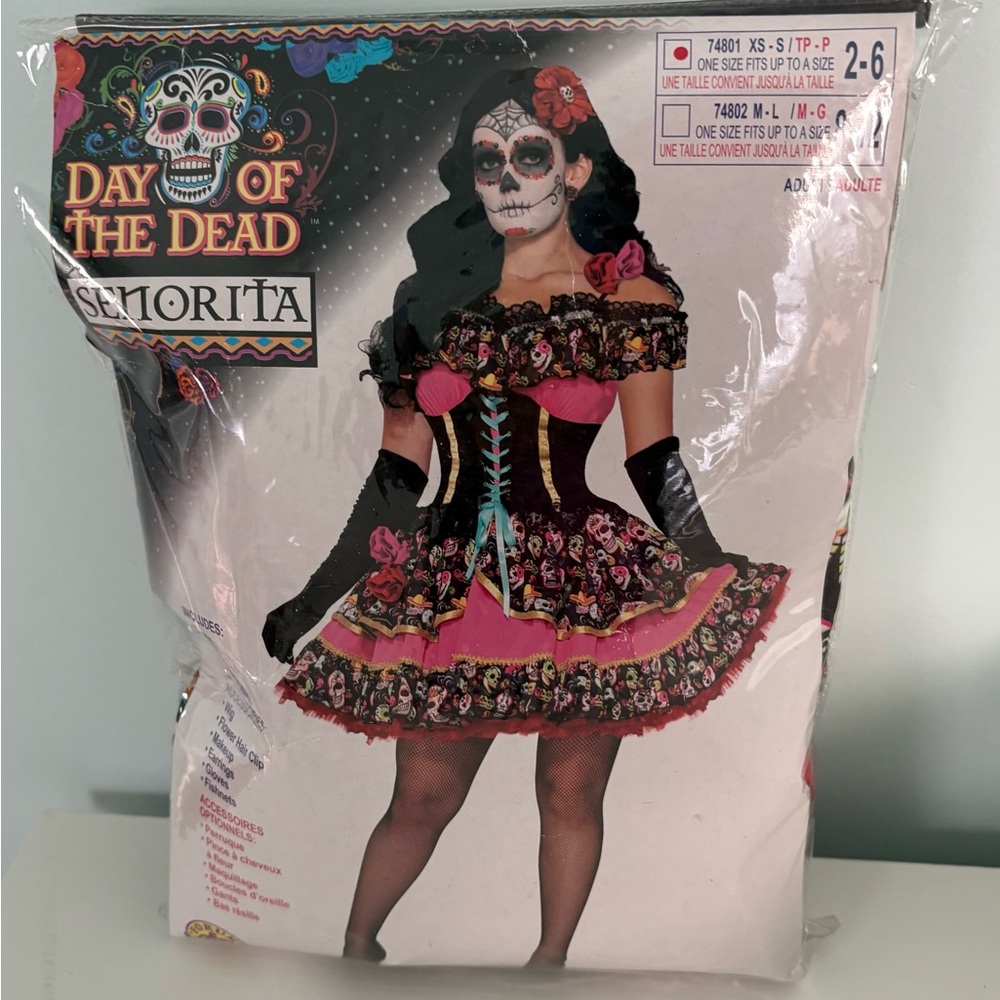 Day of the Dead Senorita Costume - Pink and Black